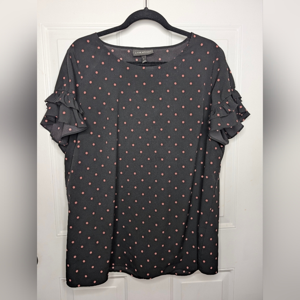 Gray Polka Dot Ruffle Sleeve Top
